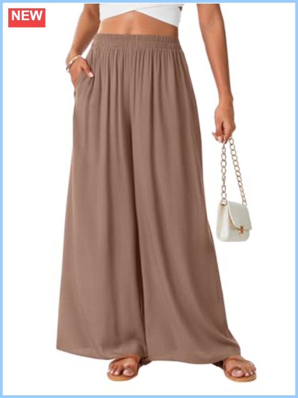 Women's Wide Leg High Waist Palazzo Pants Rayon